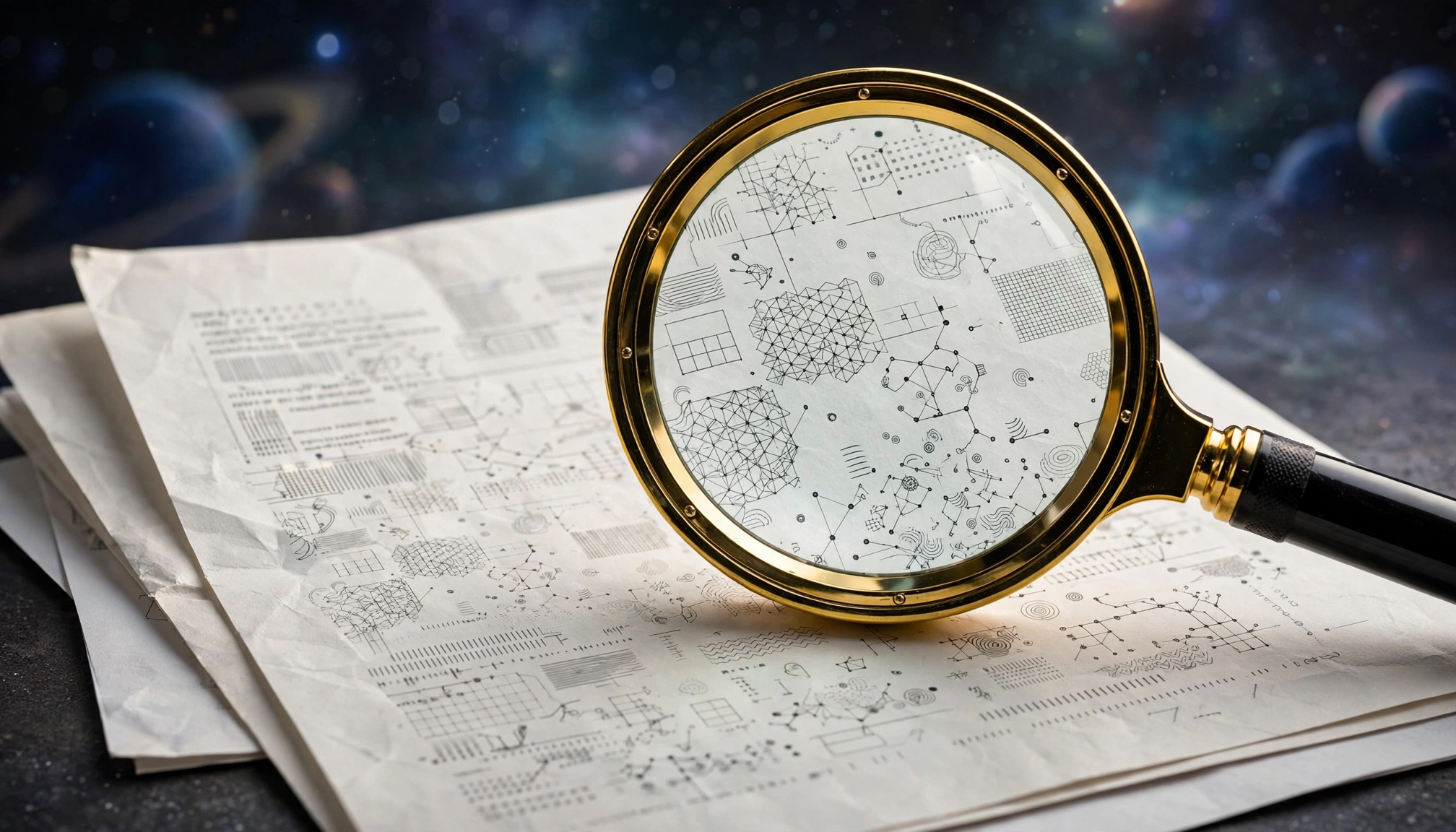 A detailed policy document with a magnifying glass over complex clauses, representing the need for careful review of space tourism insurance terms.
